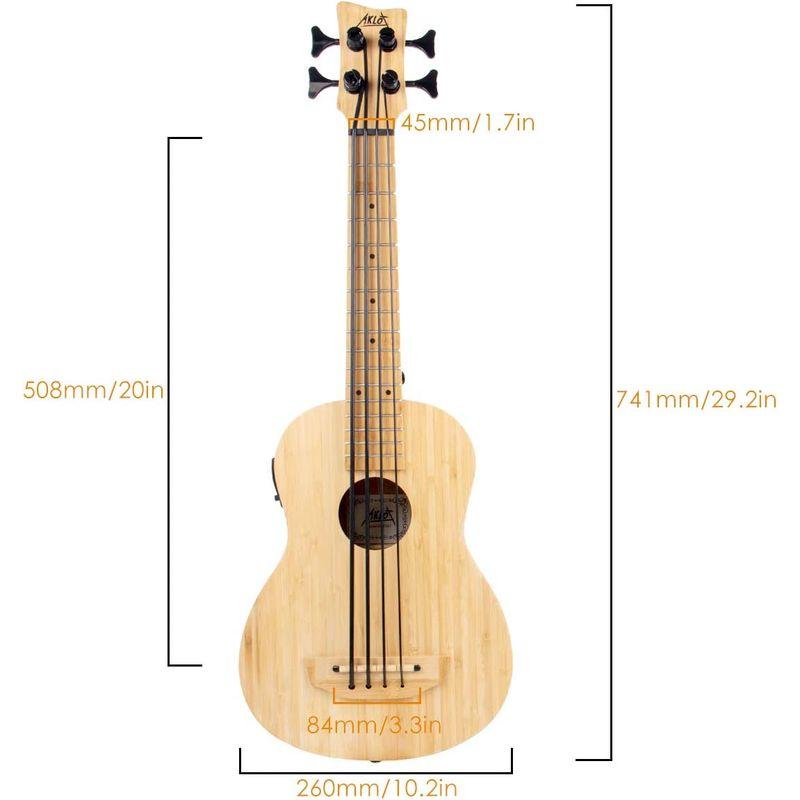 Aklot 30 インチオール竹ウクレレベース, 23：1ギヤペグ チューナー