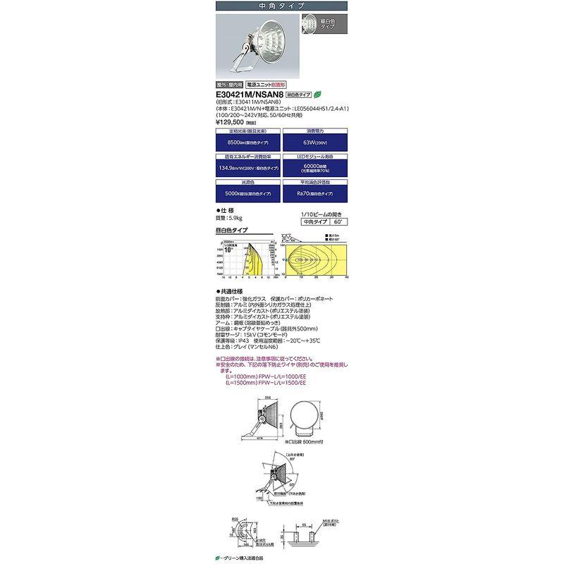 レディオックフラッドスポラート　LED投光器　岩崎電気　LED投光器　65W　レディオックフラッドスポラート　E30421M　中角タイプ　昼白色　NSAN8