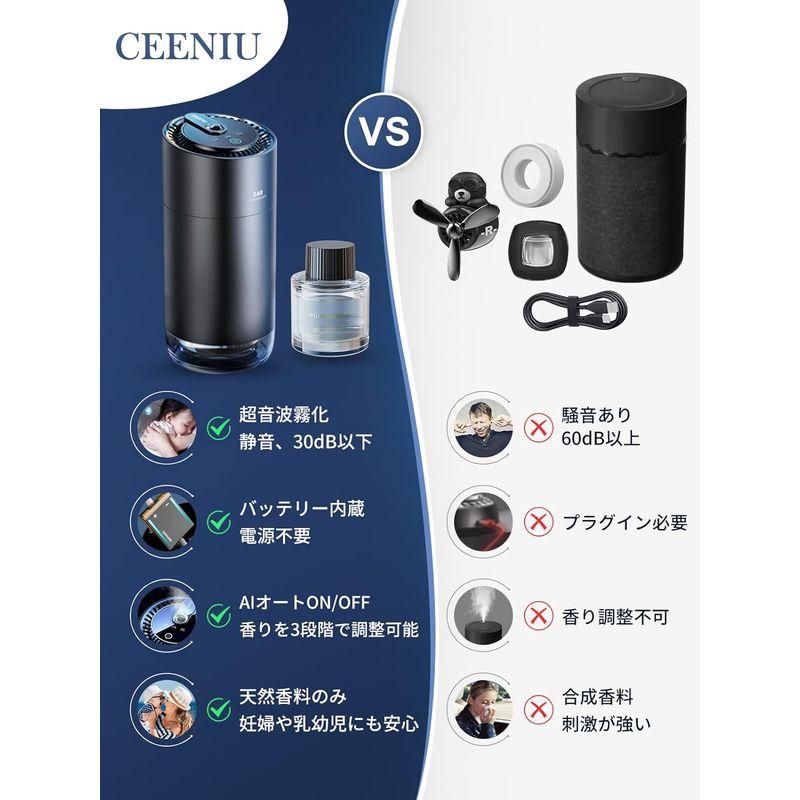 車用アロマディフューザー　CEENIU　車　静音　バッテリー内蔵　芳香剤　スマートモード　2023新型　フランス産天然香料　車　F26　アロマディフューザー　ピュアコ