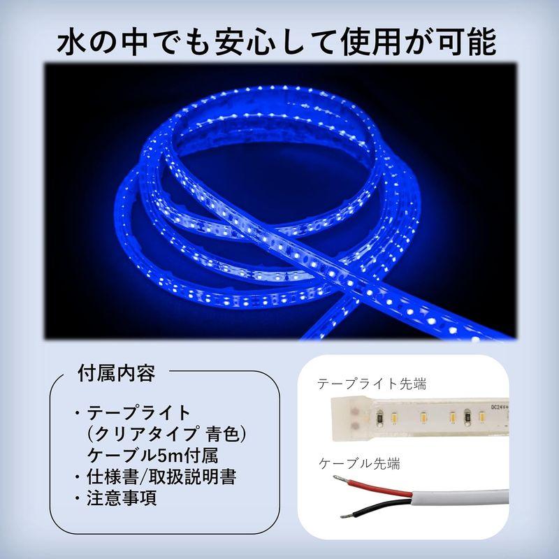 照明器具　水中・温泉用富士メディシィエ　LEDテープライト　水没可　プール照明　ケーブル5m付　水中照明　屋外照明　本体クリアタイプ　防水　温泉照明