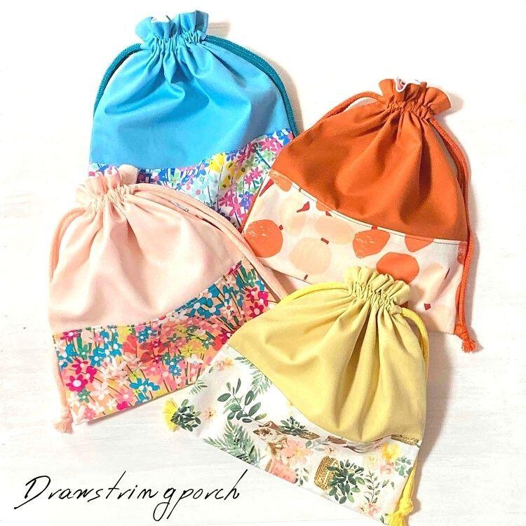 ハンドメイド 巾着2点 ポーチ3点 ハンドメイド 巾着2点 ポーチ3点 ハンドメイド 巾着2点 ポーチ3点