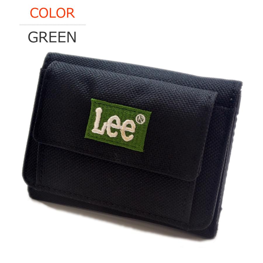 即日発送 シンプル 糸刺繍ウォレット 財布 三つ折財布 ブラック Lee（リー） 軽量ナイロン 刺繍ロゴ 三つ折り財布 コンパクト