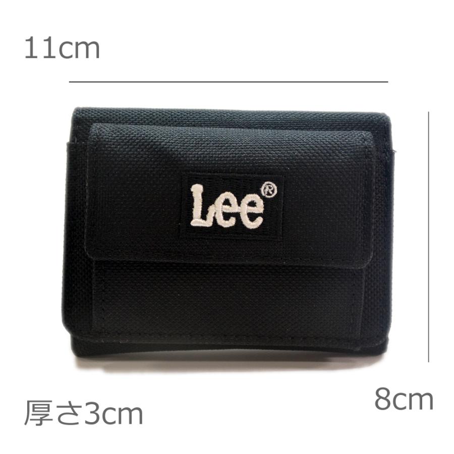 Lee（リー） 軽量ナイロン 刺繍ロゴ 三つ折り財布 コンパクト