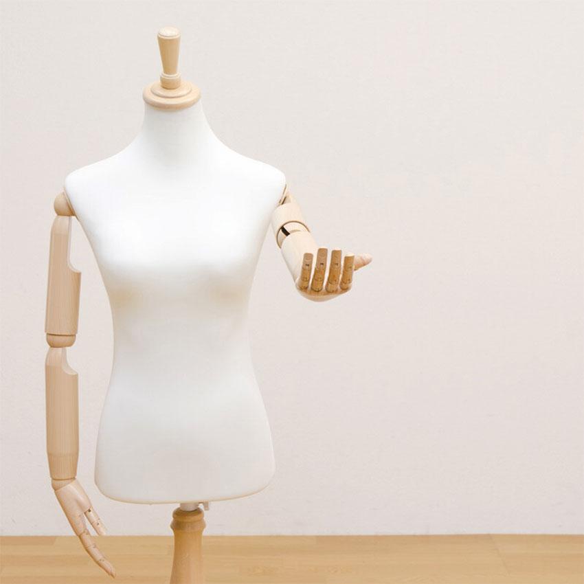 アーム付き トルソー マネキン メンズトルソー 男性用 可動アーム付き 木製ベース