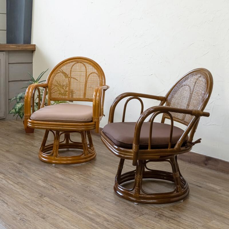 ラタン360度回転座椅子ミドルタイプ通気性快適椅子