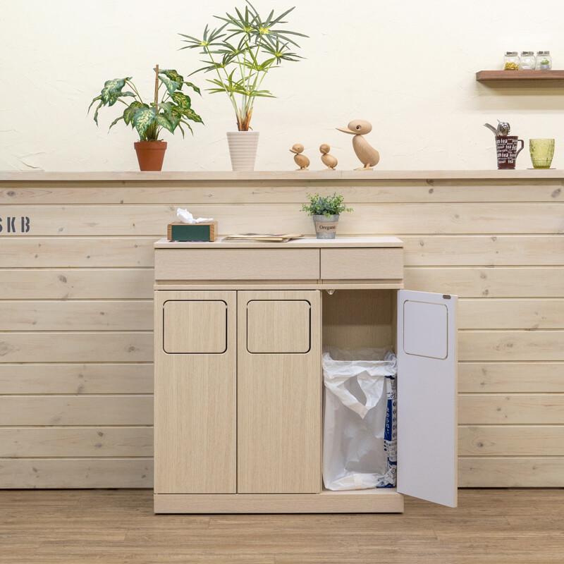 【送料無料】フラップ式ダストボックス 3分別 ゴミ箱 45L 木目調 キャスター 送料無料】フラップ式ダストボックス 3分別 ゴミ箱 45L 木目調