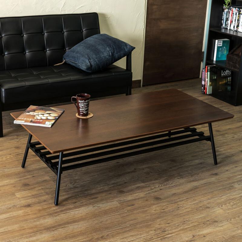 棚付き折れ脚テーブル　Luster　120 ウォールナット Luster120 棚付折れ脚テーブル UTK-120 送料無料 2color