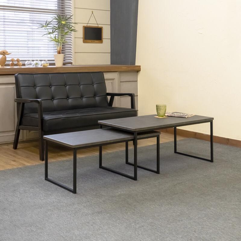 Quincy　センターテーブル2点セット　コンクリートグレー Quincyセンターテーブル2点セットコンクリートグレー