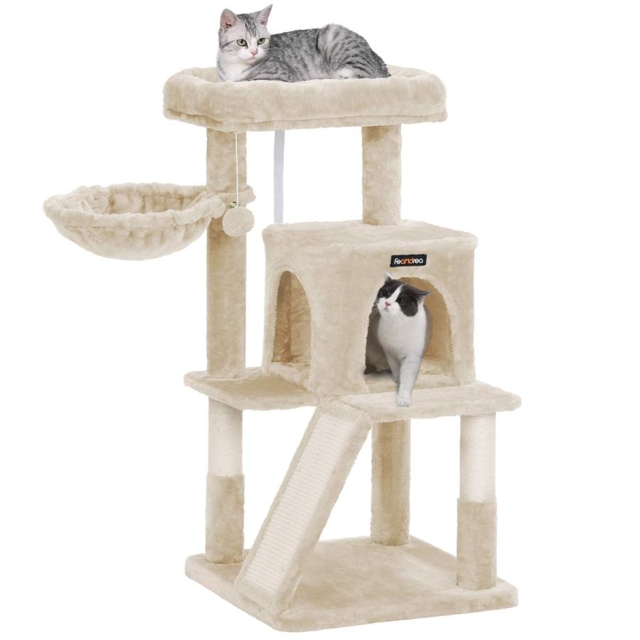 Size:48x48x96cm_Color:ベージュ FEANDREA キャットタワー 大型猫 