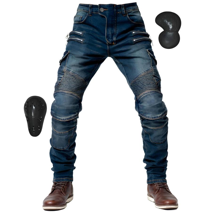 人気！Renhe Ridingライディングデニムプロテクタージーンズ Ｍ Size:M_Color:ブルー [RENHE] バイク用パンツ メンズ ライディング