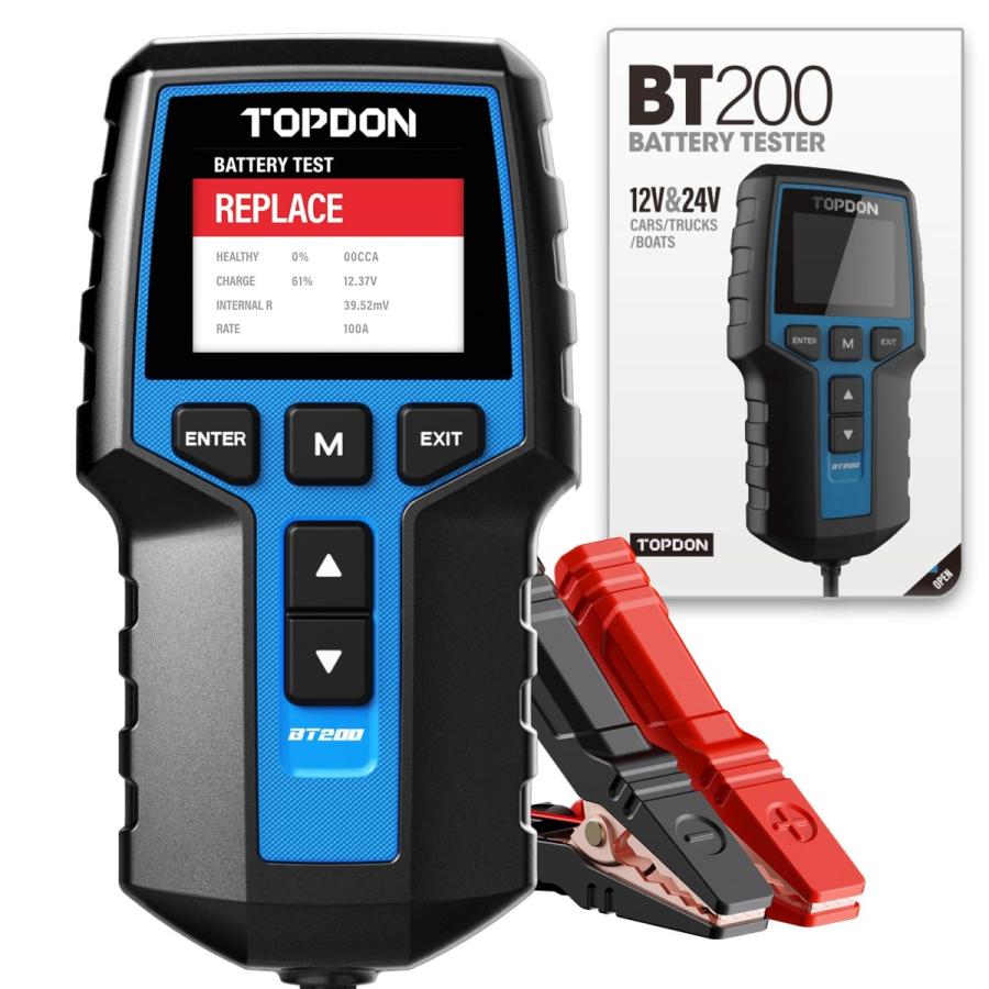 TOPDON BT200 バッテリーテスター 高精度100-2000CCAテスト AGM・ゲル 