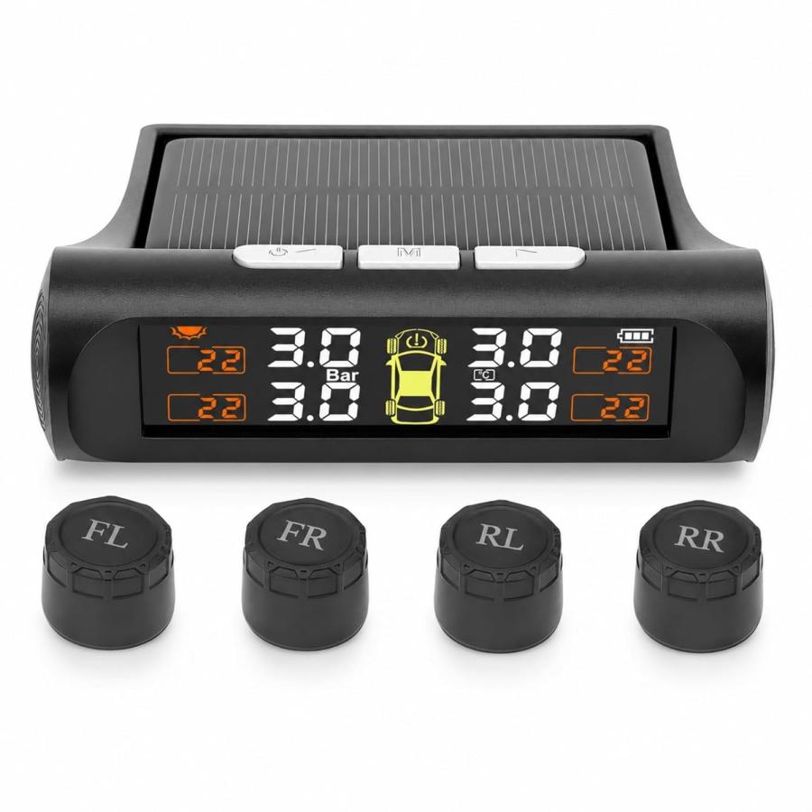 TPMS タイヤ空気圧センサー 車用 4輪の圧力/温度リアルタイム監視