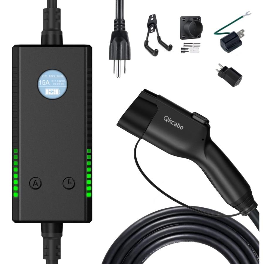 Qkcabo 100V-240V SAE J1772電気自動車 EV充電ケーブル、6A/8A/10A/13A