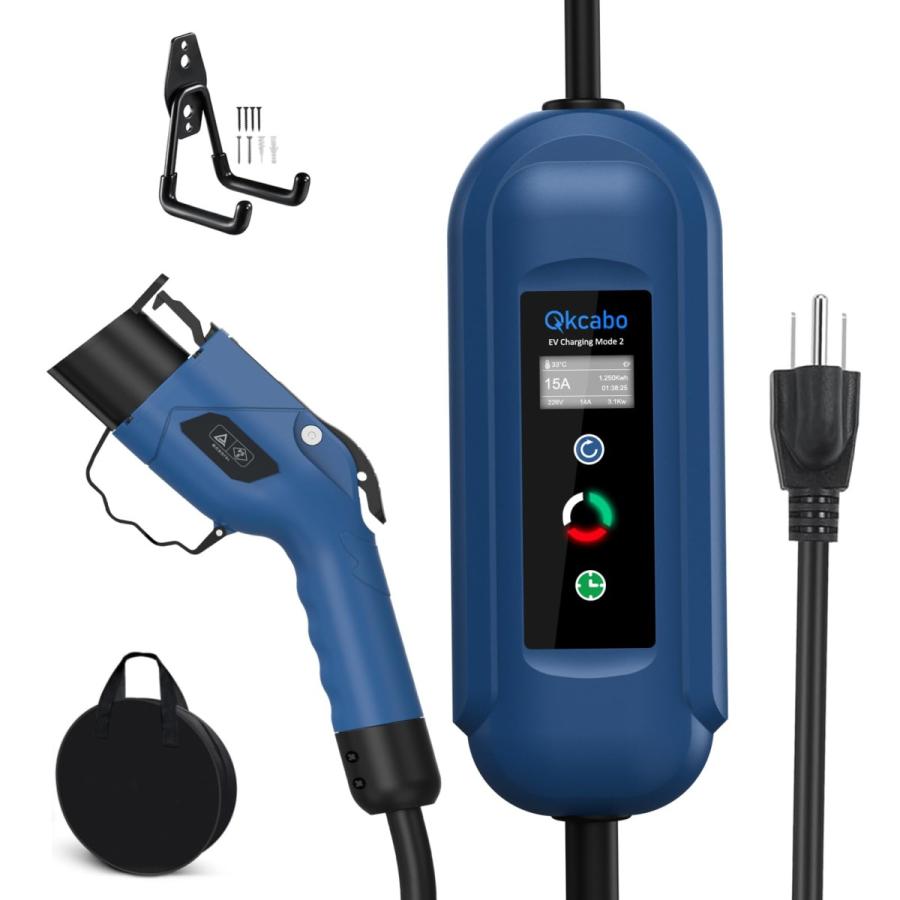 Qkcabo 100V 電気自動車 充電ケーブル EV 充電 用 ケーブル、100V-125V 