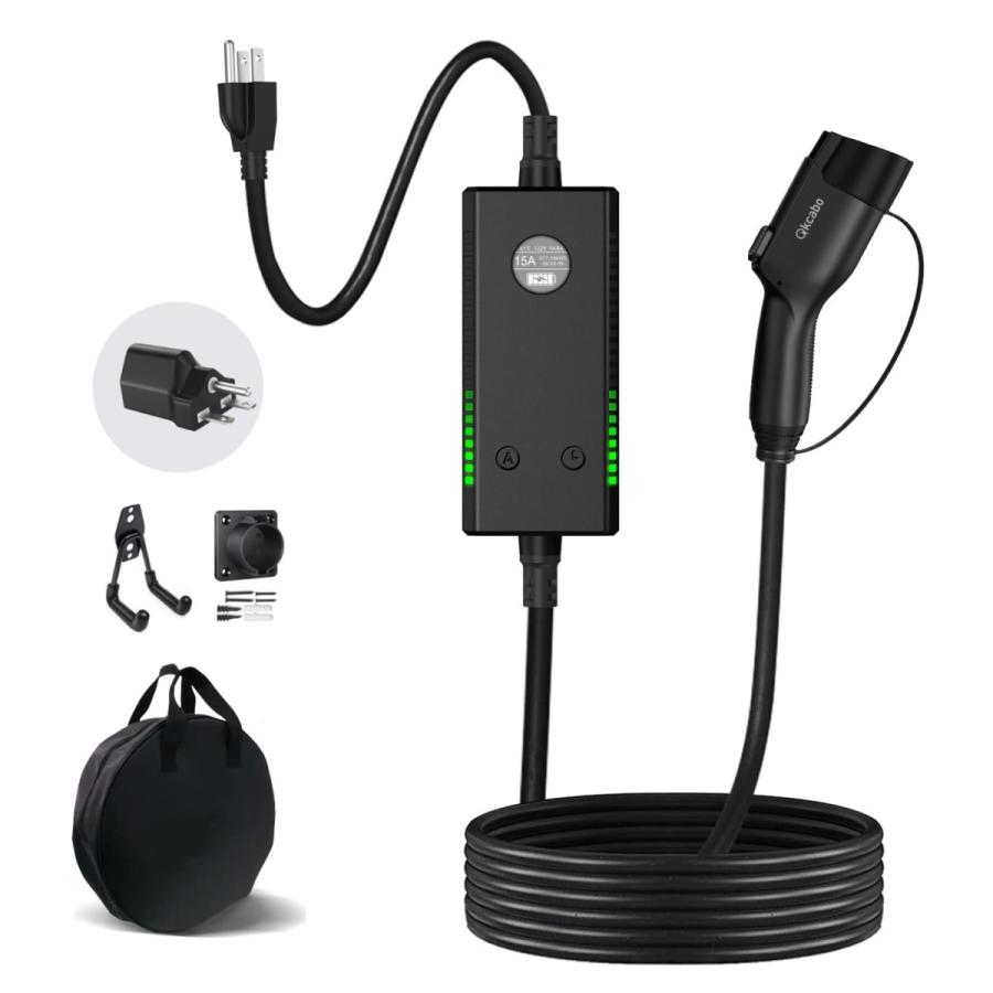 Qkcabo 電気自動車 充電ケーブル EV 充電器 100V/200V変換、SAE J1772