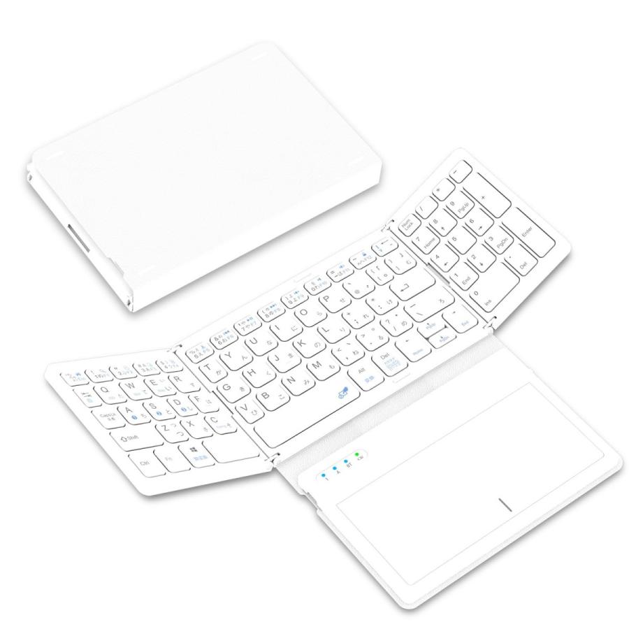 Color:ホワイト Omikamo キーボード ワイヤレス 折り畳み式 大型タッチ 