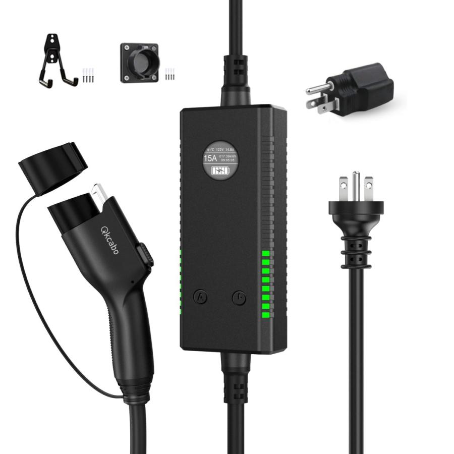 Qkcabo 3KW PHEV/EV 充電ケーブル、7.5メートル 100-240V 6A/8A/10A