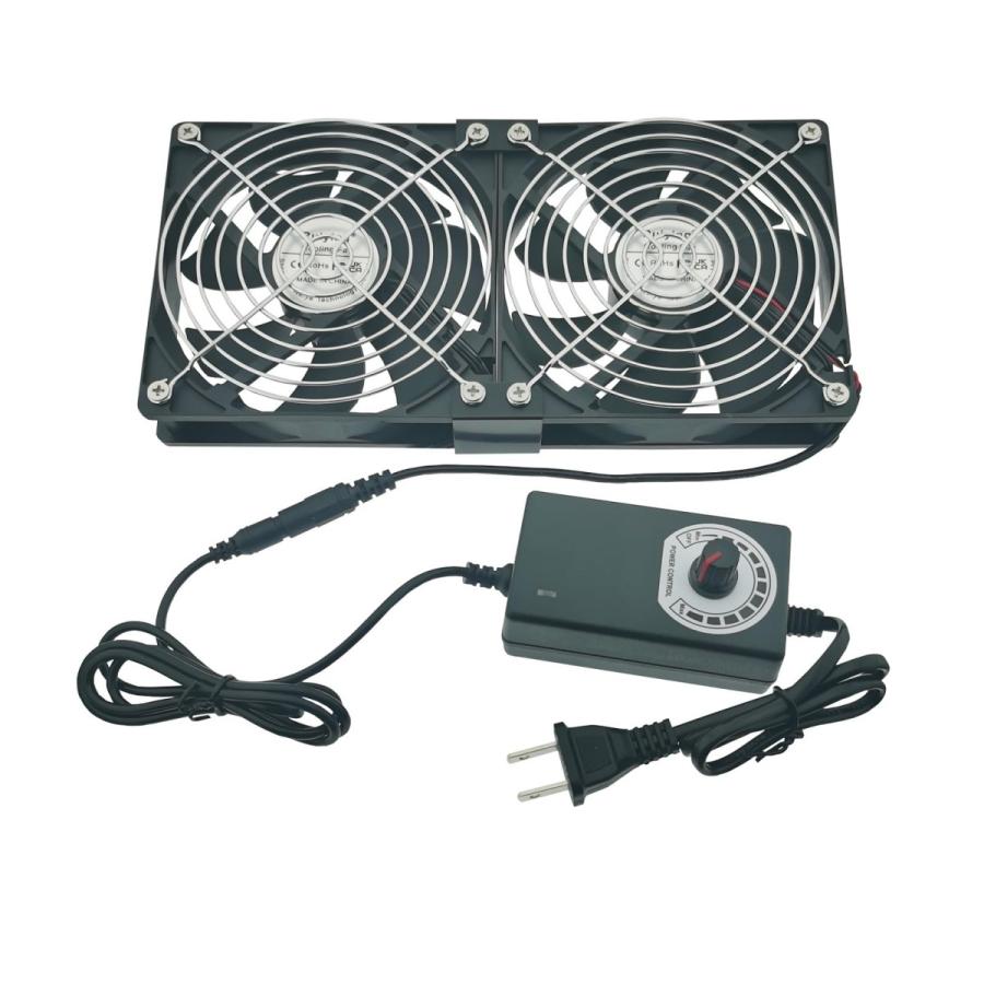 Ruiying 冷却ファン12cm 2台1組 2連、120mm x 25mm換気扇 空冷、AC100V 