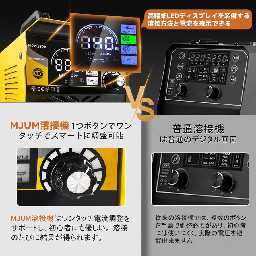 Style:140A(1台3役) 溶接機【溶接専門家松本氏監修】半自動溶接機 最大出力140A 100V/200V兼用 1台3役電気溶接機 LED液晶表示 ノンガスMIG/被覆アークMMA/LIFT Tの画像