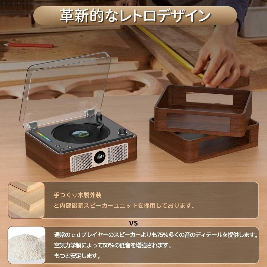 THINKYA CDプレーヤー Bluetooth受信/送信 レトロ 充電式 ステレオ