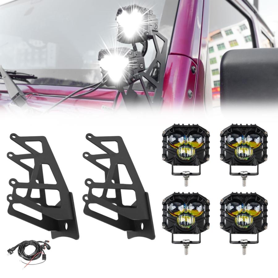 marzenia LED 作業灯 本体　フォグランプ4個セット Vancroser ラングラーjk作業灯*4 ライト 固定ブラケットスーツ