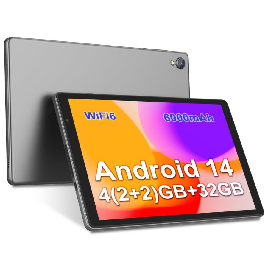Color:グレー Baken 10.1インチ Android 14タブレット、32GB ROM（最大