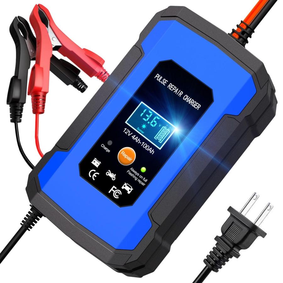 12Vバッテリー充電器 6Aバッテリーチャージャー パルス充電器 修復