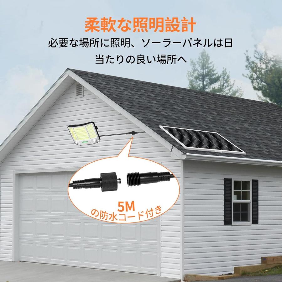 intelamp 大型 ソーラー センサーライト 屋外 分離式 LED投光器 【20000mAhバッテリー搭載＆4000ルーメン／6500K】リモコン付き（2?12時間タイマー機能）IP65防_3