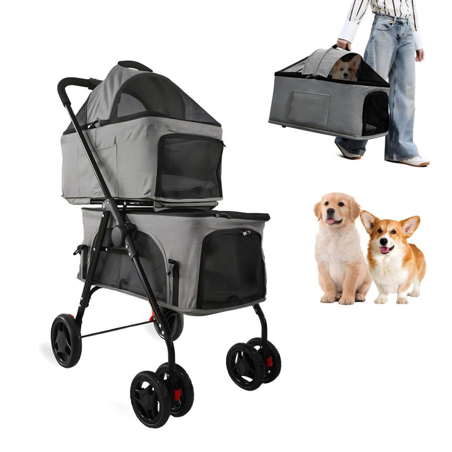 ペットカート 耐荷重25KG 分離型 取り外し可能 犬 カート 多頭 猫 