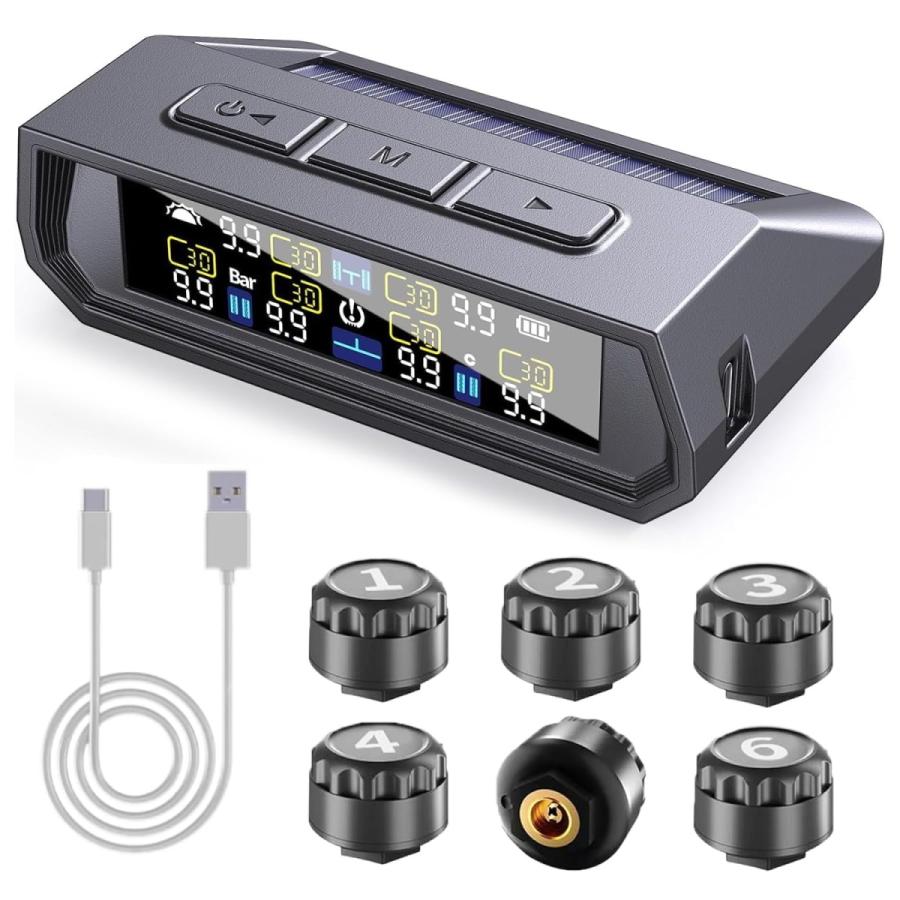 Tigwiss タイヤ空気圧モニター 6輪 空気圧センサー TPMS 即時空気圧