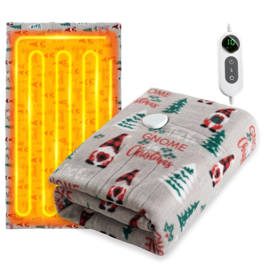 Color:グレー（サンタ柄） 電気毛布 掛け敷き兼用 【2025冬新モデル