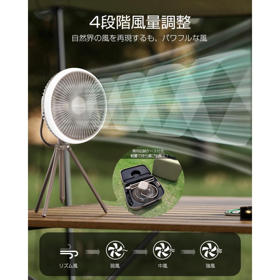 2026改良モデル】HAGOOGI キャンプ 扇風機 アウトドア DCモーター