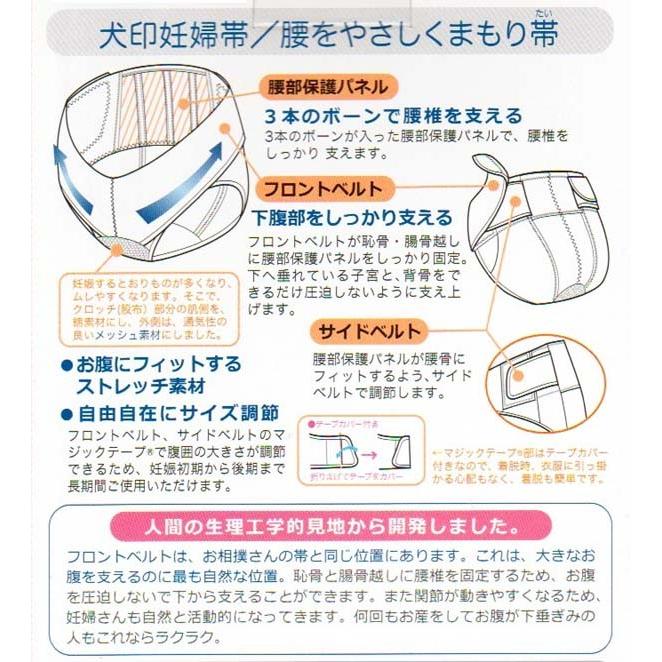 マタニティ 腰部保護プロテクターまもり帯 犬印妊婦帯 腰をやさしくまもり帯 ブラック 半額 | INUJIRUSHI | 01