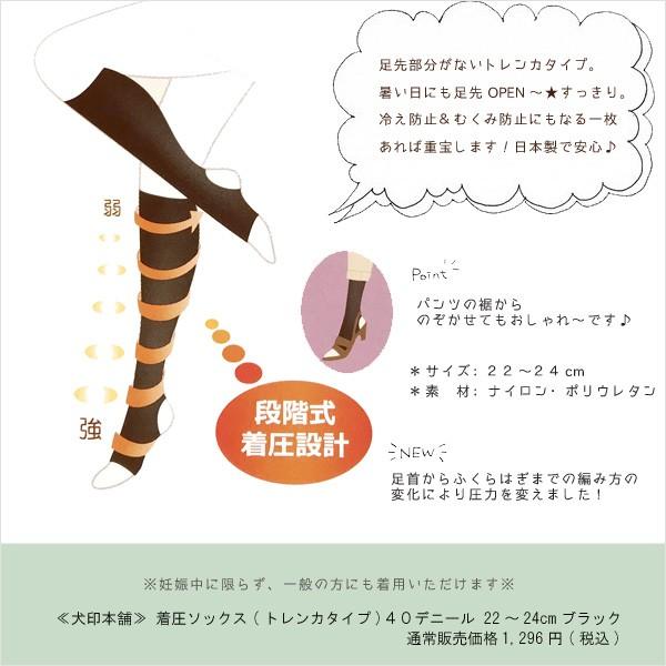 マタニティ 着圧ソックス トレンカタイプ 40デニール ブラック 犬印本舗 日本製 半額セール | INUJIRUSHI | 01