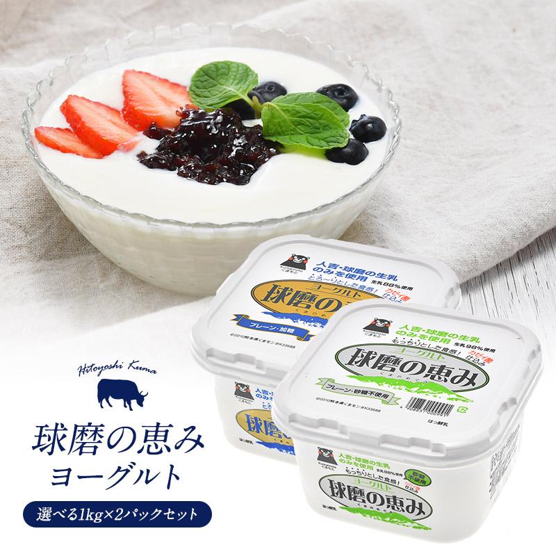 球磨の恵みヨーグルト 1kg×2パック よりどり（加糖・砂糖不使用