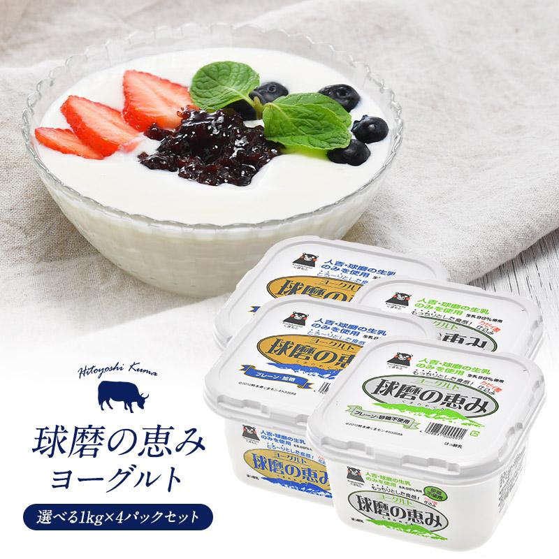 球磨の恵みヨーグルト 1kg×4パック よりどり（加糖・砂糖不使用
