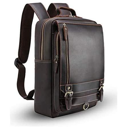 在庫有 Mskw リュック メンズ 本革 牛革 スクエア 15 6インチpc収納 レザー 防水 大容量 リュックサック バックパック ダークブラウン 大流行中 Clearchannel Com Br