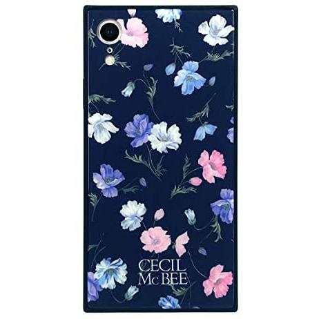 Iphonexr専用 Cecil Mcbee 背面ガラスケース セシルマクビー 花柄 かわいい おしゃれ アイフォンケース ネイビー 人気特価激安
