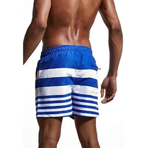 21正規激安 ボナスティモーロ Buona Stimolo メンズ 水着 サーフパンツ ボーダー 柄 水陸両用 インナー 付き 海水パンツ ブルー M Wantannas Go Id