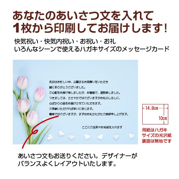 【あなたのあいさつ文を入れて1枚から印刷OK！】快気祝い メッセージカード お見舞い オリジナル 快気内祝い お礼 お見舞い返し 退院報告 挨拶状 ごあいさつ｜messagecard-shop｜02