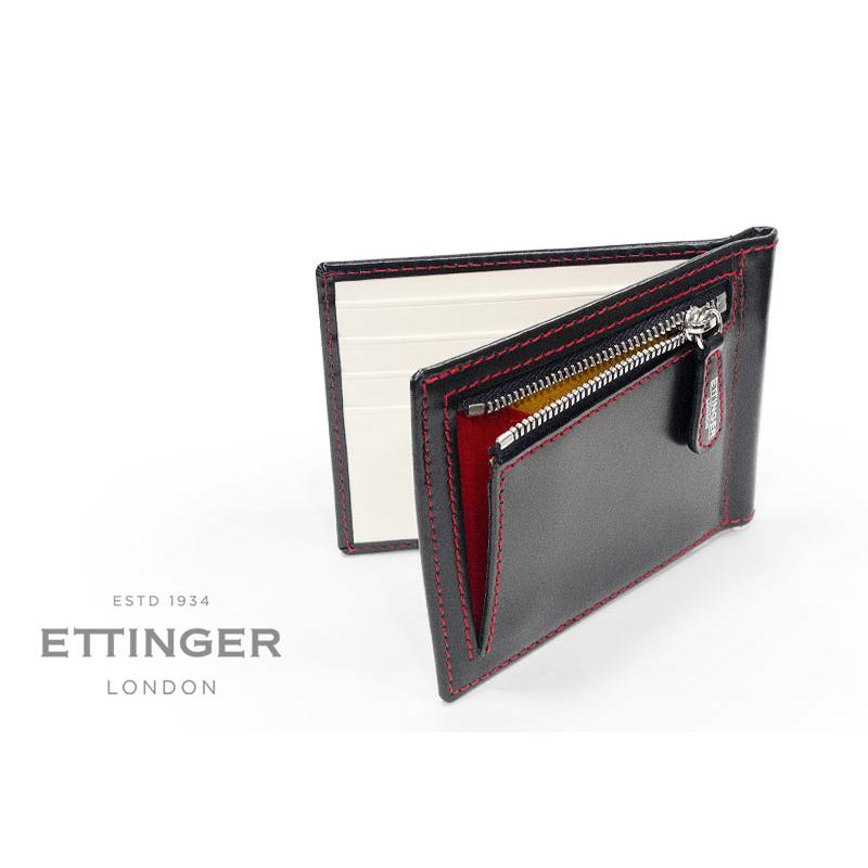 ETTINGER社公認正規販売店 ETTINGER エッティンガー マネークリップ 2194EJ NAVY-WHITE-RED ( RUBY ) MONEY CLIP WITH ZIP 小銭入れ付き 別注 007の画像
