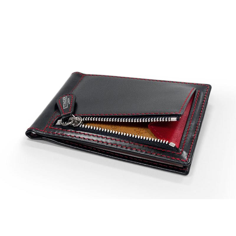 ETTINGER社公認正規販売店 ETTINGER エッティンガー マネークリップ 2194EJ NAVY-WHITE-RED ( RUBY ) MONEY CLIP WITH ZIP 小銭入れ付き 別注 007の画像