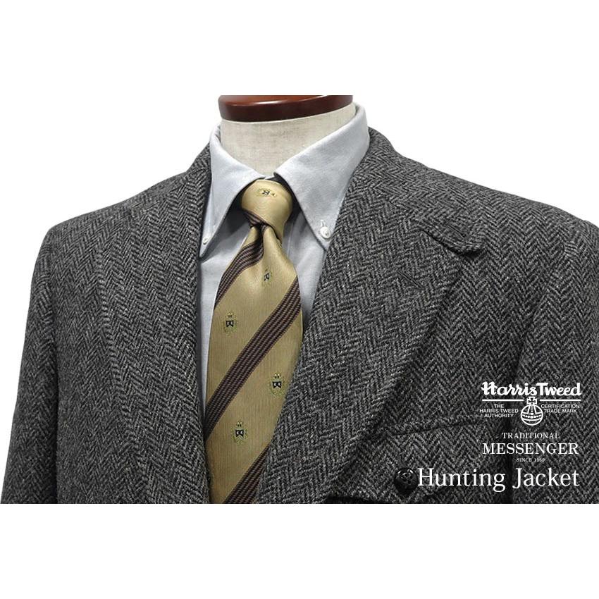 トラッドファッション復刻版 MESSENGER ３ツ釦段返りハンティングジャケット HARRIS TWEED JACKET / ハリスツイード ( グレーヘリンボーン )の画像
