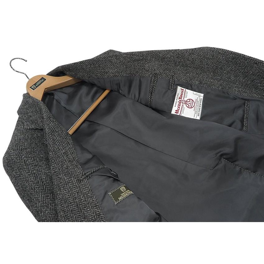 トラッドファッション復刻版 MESSENGER ３ツ釦段返りハンティングジャケット HARRIS TWEED JACKET / ハリスツイード ( グレーヘリンボーン )の画像