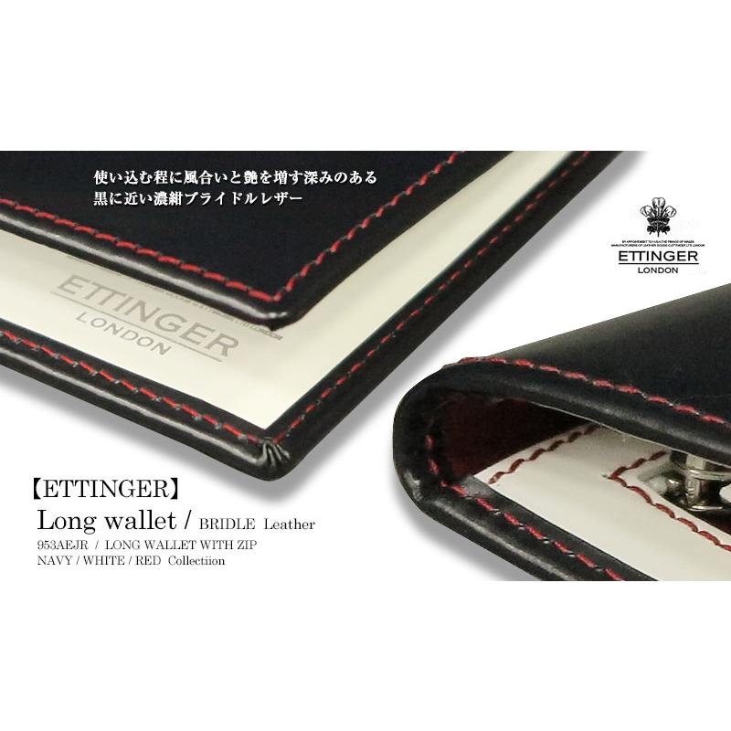 ETTINGER社公認正規販売店 ETTINGER エッティンガー 長財布 953AEJR NAVY-WHITE-RED ( RUBY ) LONG WALLET WITH ZIP / 小銭入れ付き 別注カラー 007の画像