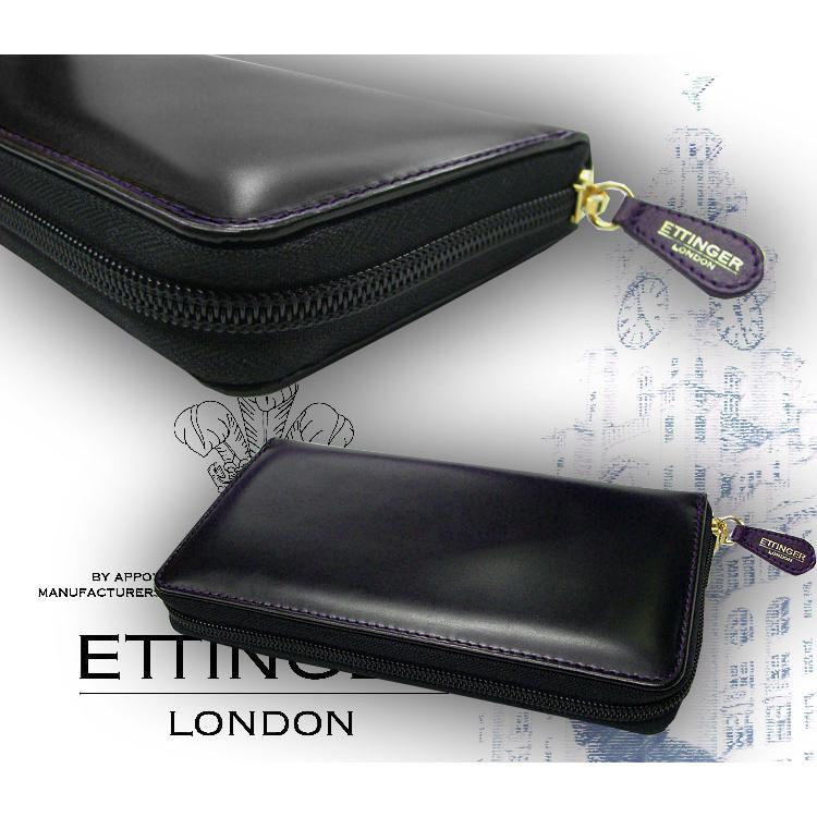 ETTINGER社公認正規販売店 ETTINGER エッティンガー ラウンドジップ長財布 2051JR BLACK-PURPLE EURO COLLECTION ロングウォレット 別注カラー 003の画像