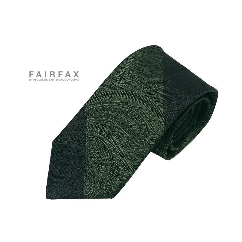 【極美品】　ゼニア　ブランド　ネクタイ　ダークグリーン　ブラック　緑　黒 FAIRFAX フェアファクス ネクタイ グラスグリーン×ダークグリーンの
