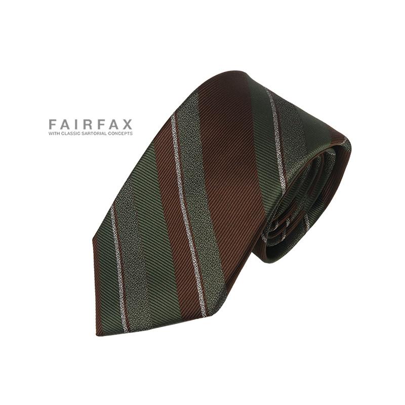 新品 未使用 FAIRFAX ソリッドタイ オリーブ フェアファクス カーキ FAIRFAX（フェアファクス） ネクタイ オリーブグリーン×ブラウン×オフ
