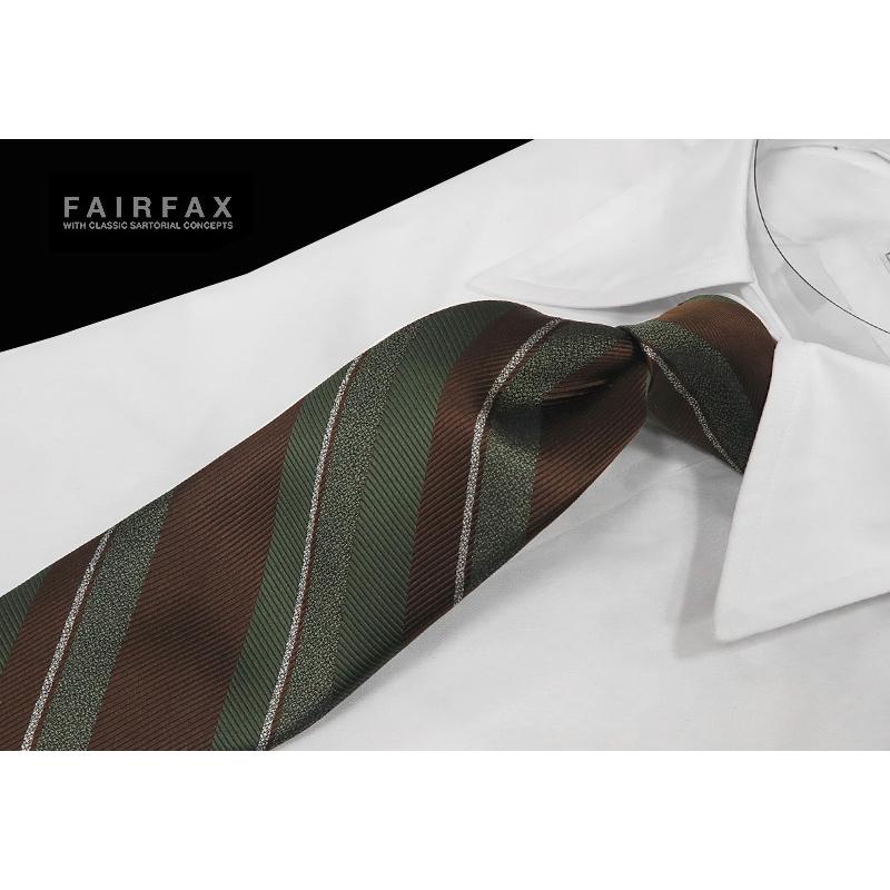 新品 未使用 FAIRFAX ソリッドタイ オリーブ フェアファクス カーキ FAIRFAX（フェアファクス） ネクタイ オリーブグリーン×ブラウン×オフ