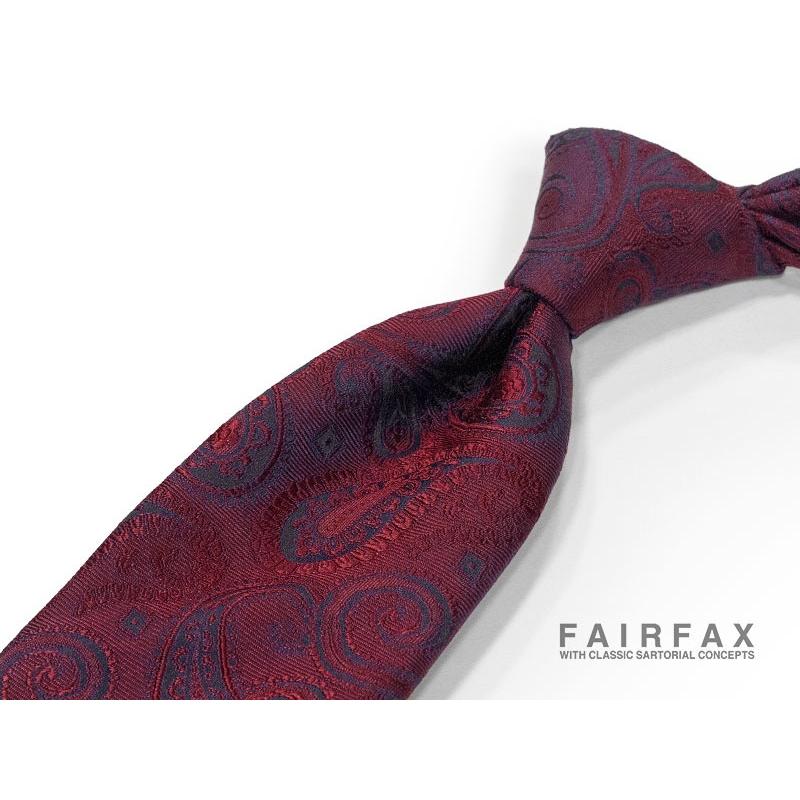 美品 フェアファクス ネクタイ ハイブランド ソリッドタイ ペイズリー柄 光沢 FAIRFAX（フェアファクス） ネクタイ シャドーペイズリー柄ネクタイ